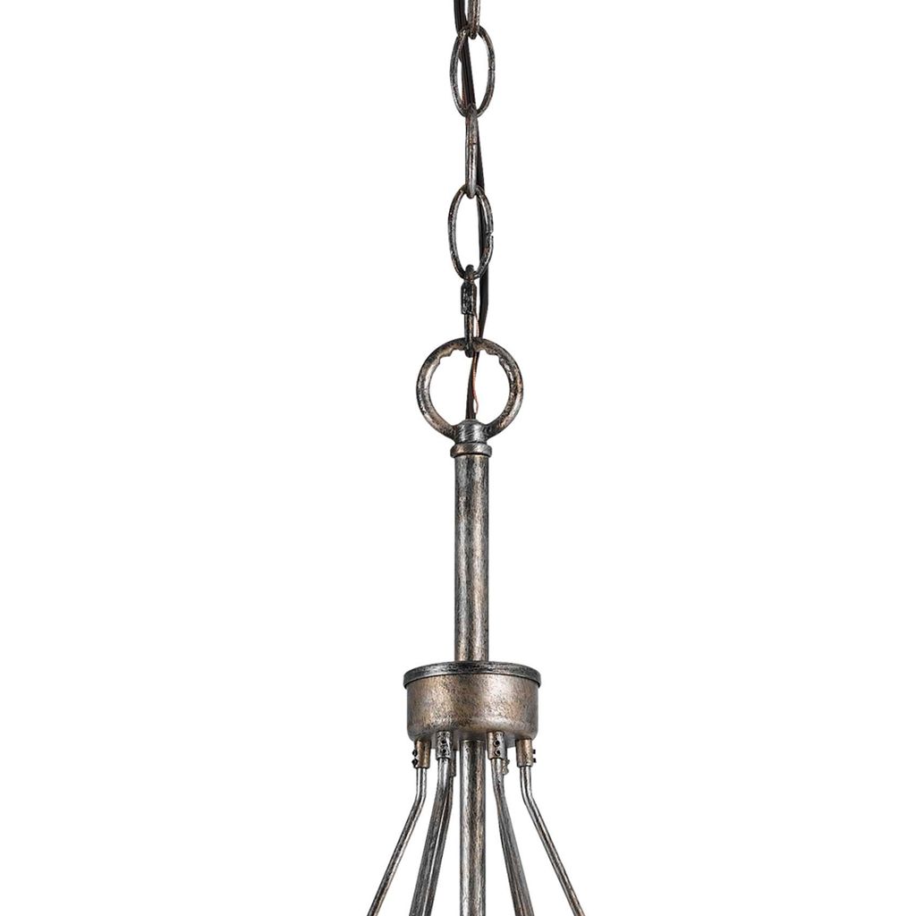 3 Bulb Pendent with Round Burlap Shade and Metal Frame, Beige - View 2