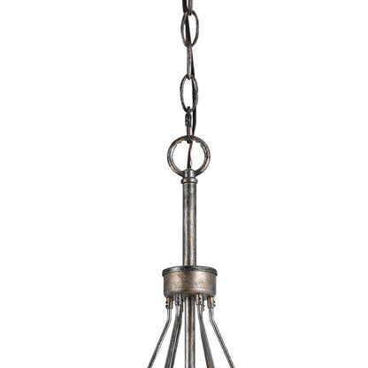 3 Bulb Pendent with Round Burlap Shade and Metal Frame, Beige - View 2