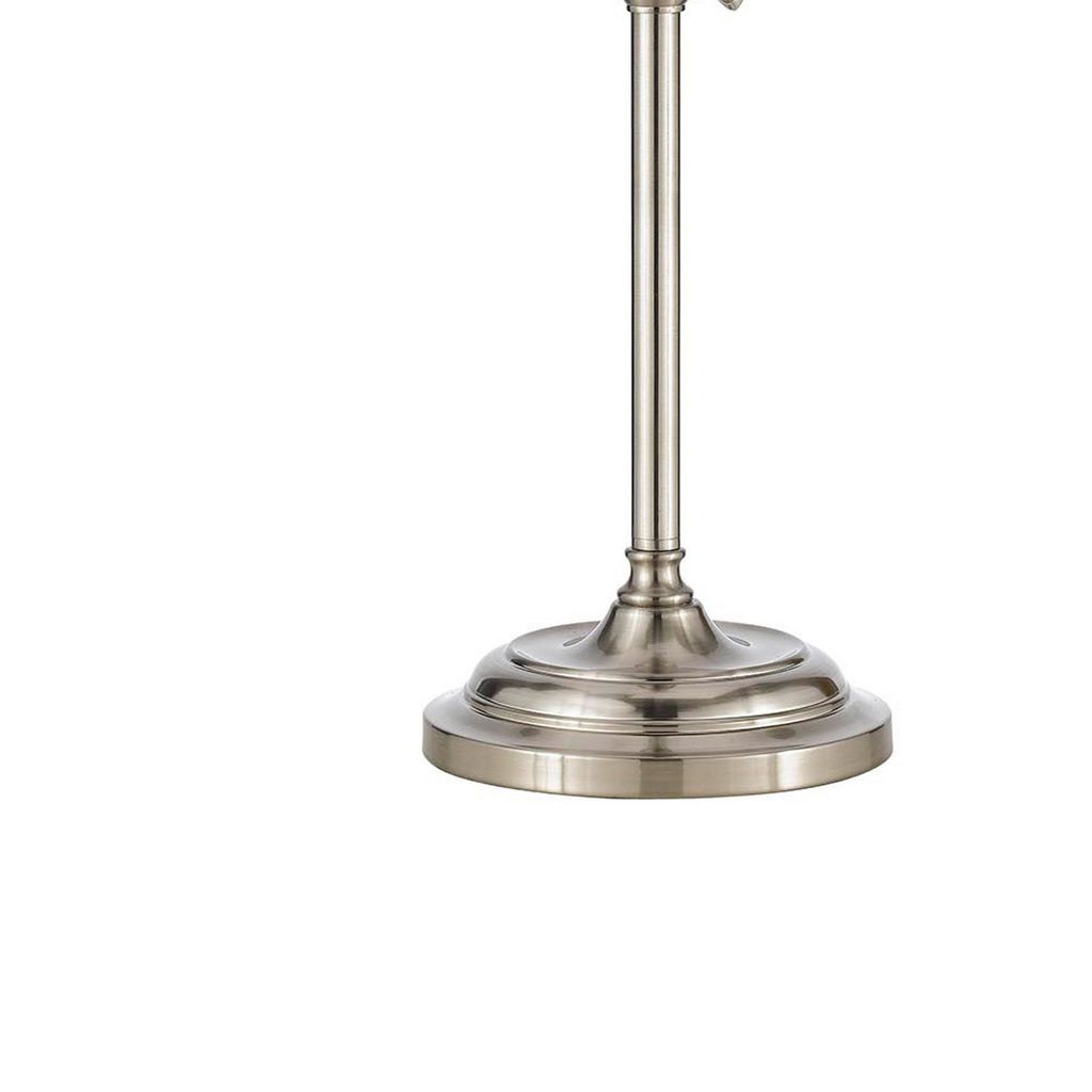 Metal Round 25" Table Lamp with Adjustable Pole, Silver - View 4