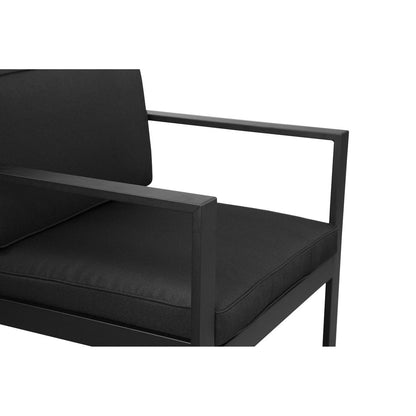 Kili 29 Inch Armchair, Jet Black Aluminum Frame, Water Resistant Fabric - View 3