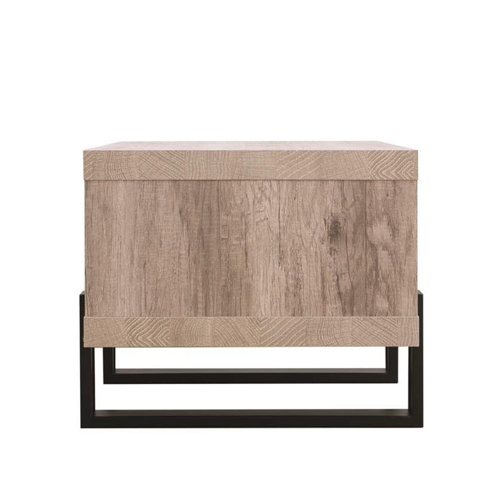 Modern Driftwood Open Shelf Coffee Table, Gray and Black - View 3