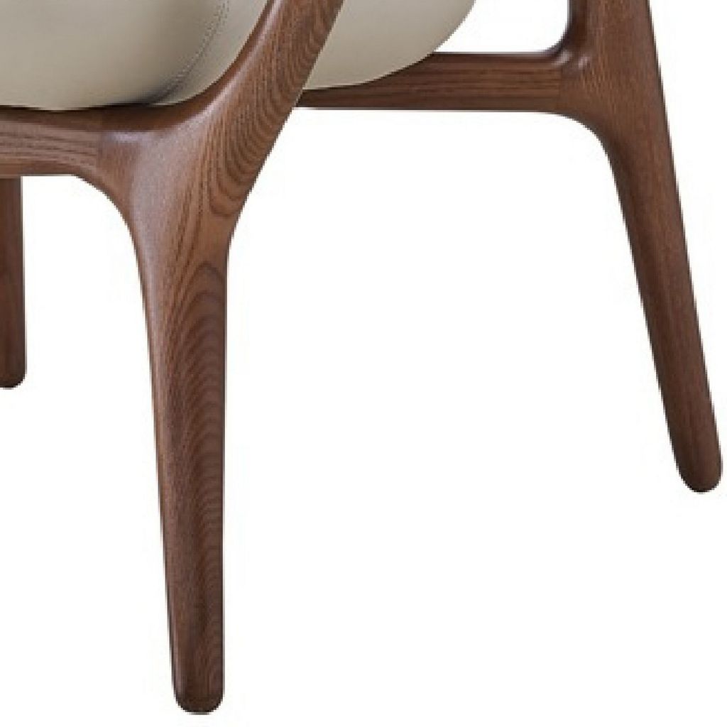 Cid 30 Inch Modern Accent Chair, Vegan Faux Leather Cushioned, Beige, Brown - View 4