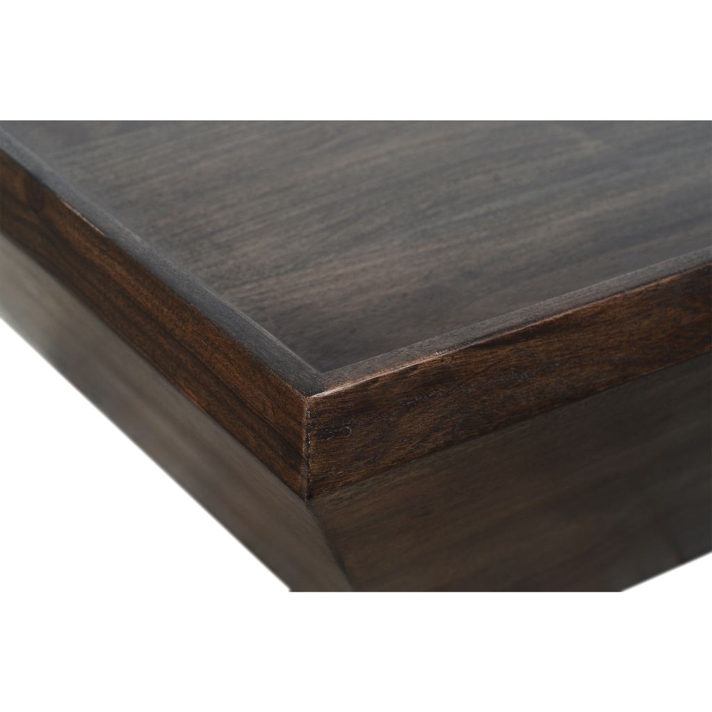 36 Inch Square Shape Acacia Wood Coffee Table with Trapezoid Base, Brown - View 3