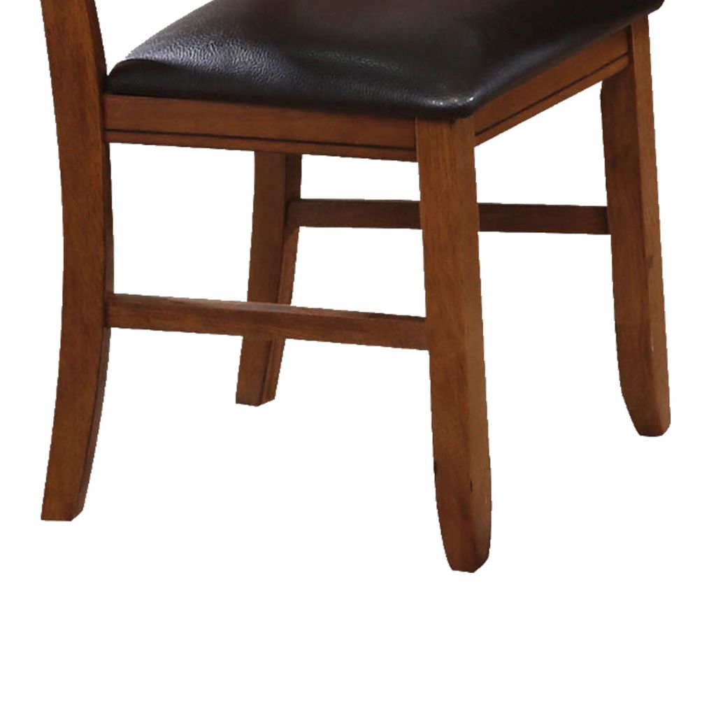 Dining Chair, Vegan Faux Leather, X Backrest, Set of 2, Brown - View 4
