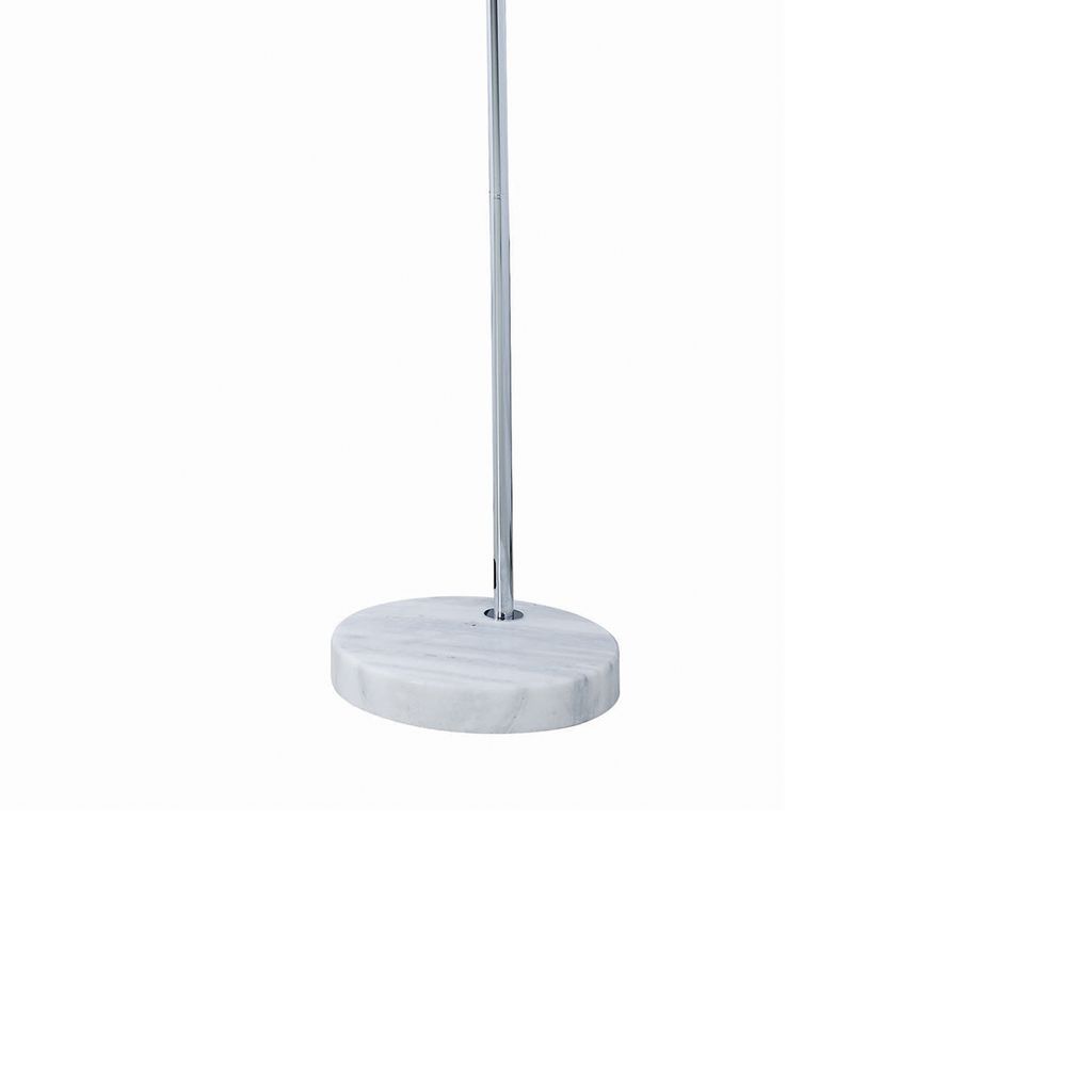 Crystal Accented Tiered Metal Floor Lamp with Marble Base, Silver and White - View 3