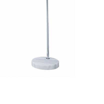 Crystal Accented Tiered Metal Floor Lamp with Marble Base, Silver and White - View 3