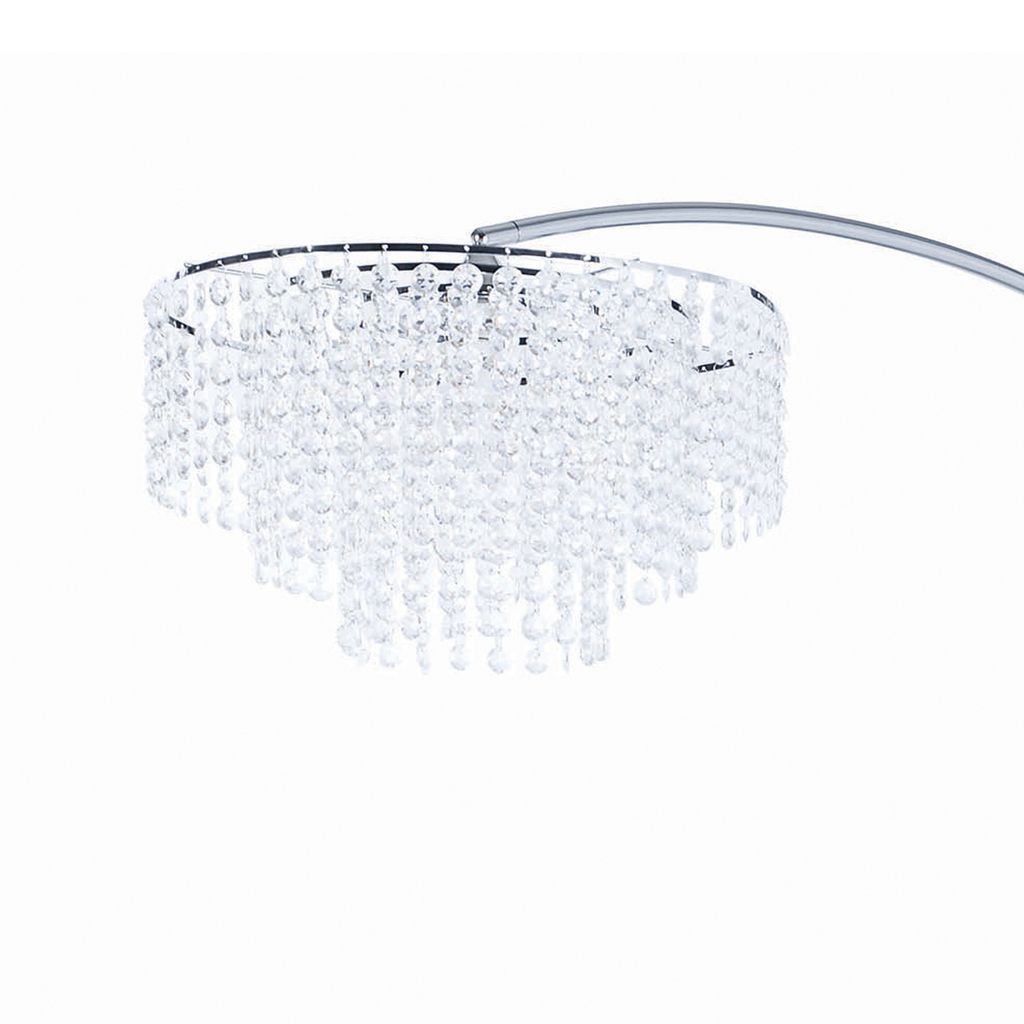 Crystal Accented Tiered Metal Floor Lamp with Marble Base, Silver and White - View 4