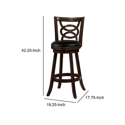 29" Swivel Bar Stool with Upholstered Seat, Black And Brown ,Set of 2 - View 5