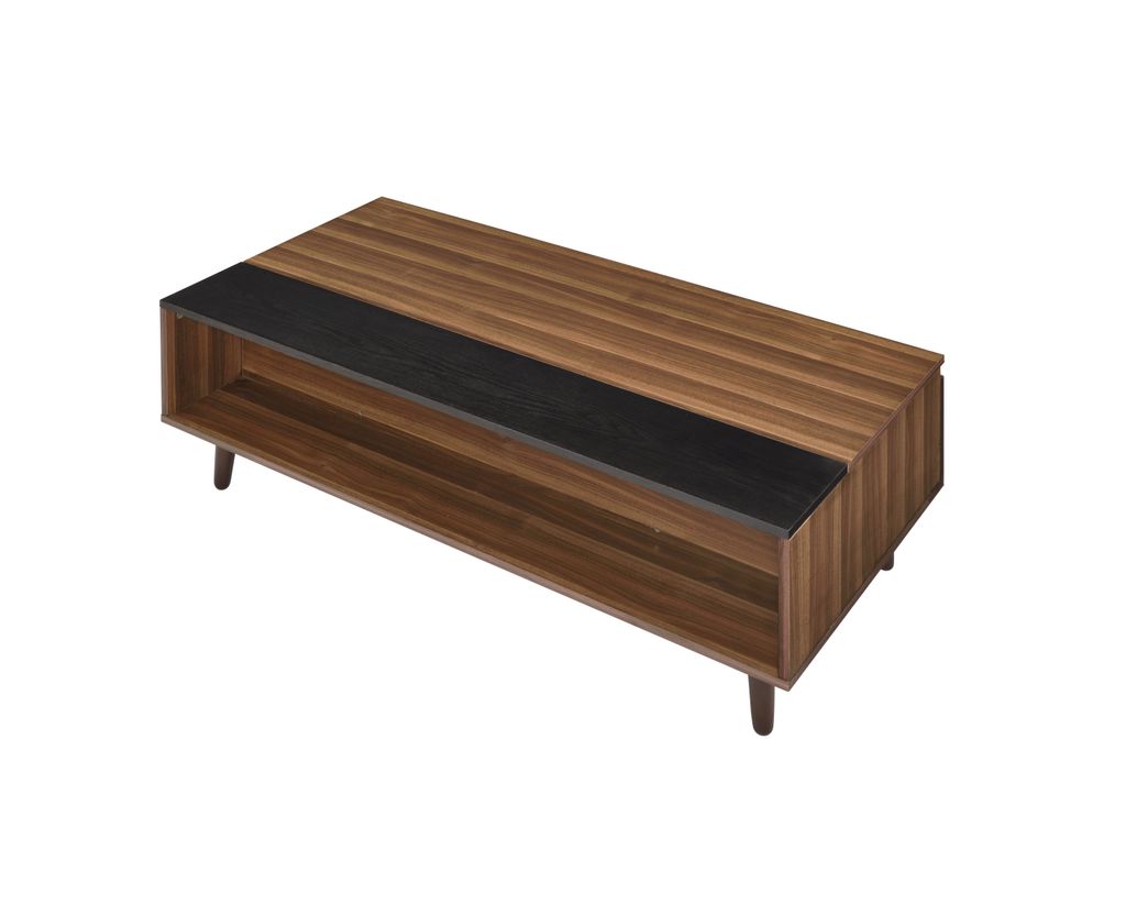 Wooden Coffee Table with Lift Top Storage and 1 Open Shelf, Walnut Brown - View 4