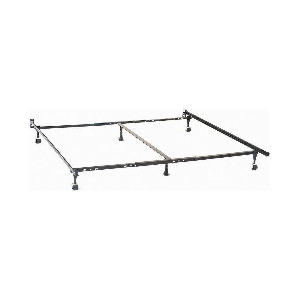 Akz Multisize Bed Frame for Q, K, CK, Six Metal Legs, Rolling Caster Wheels
