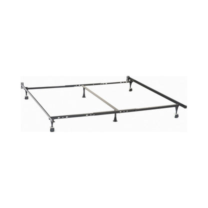Akz Multisize Bed Frame for Q, K, CK, Six Metal Legs, Rolling Caster Wheels