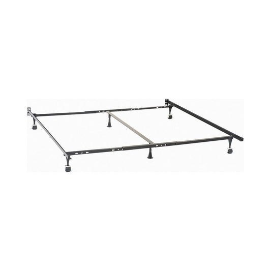 Akz Multisize Bed Frame for Q, K, CK, Six Metal Legs, Rolling Caster Wheels