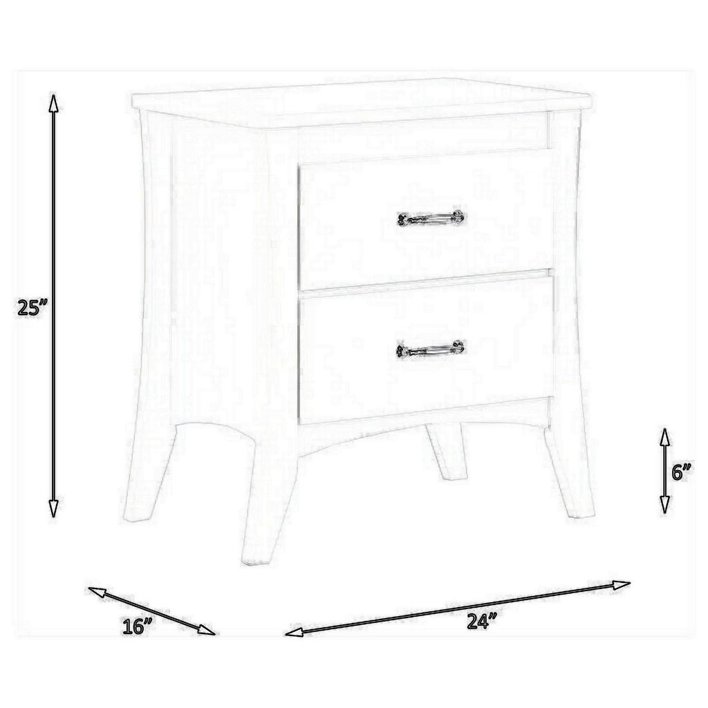 Contemporary Style 2 Drawers Wood  Nightstand By Babb, White - View 5