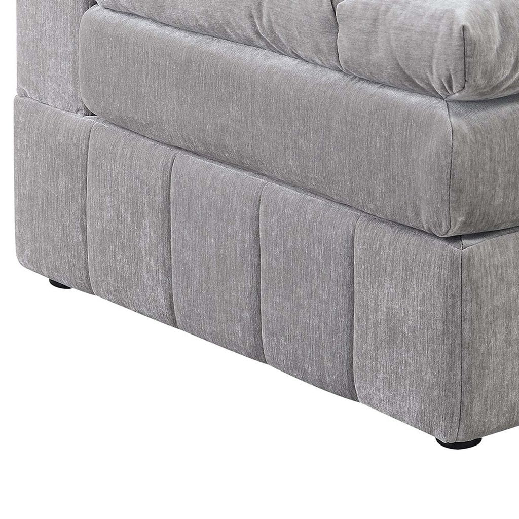 Luna 35 Inch Modular Armless Chair, Three Layer Plush Cushioned Seat, Gray - View 3