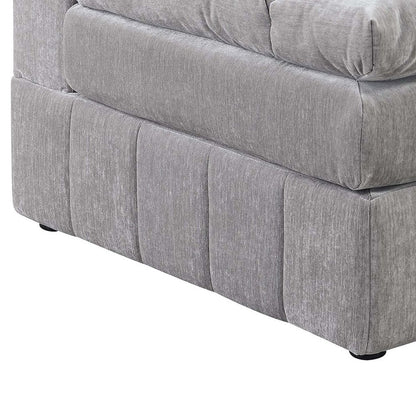 Luna 35 Inch Modular Armless Chair, Three Layer Plush Cushioned Seat, Gray - View 3