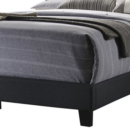 Queen Size Bed with Square Button Tufted Headboard, Dark Gray - View 2