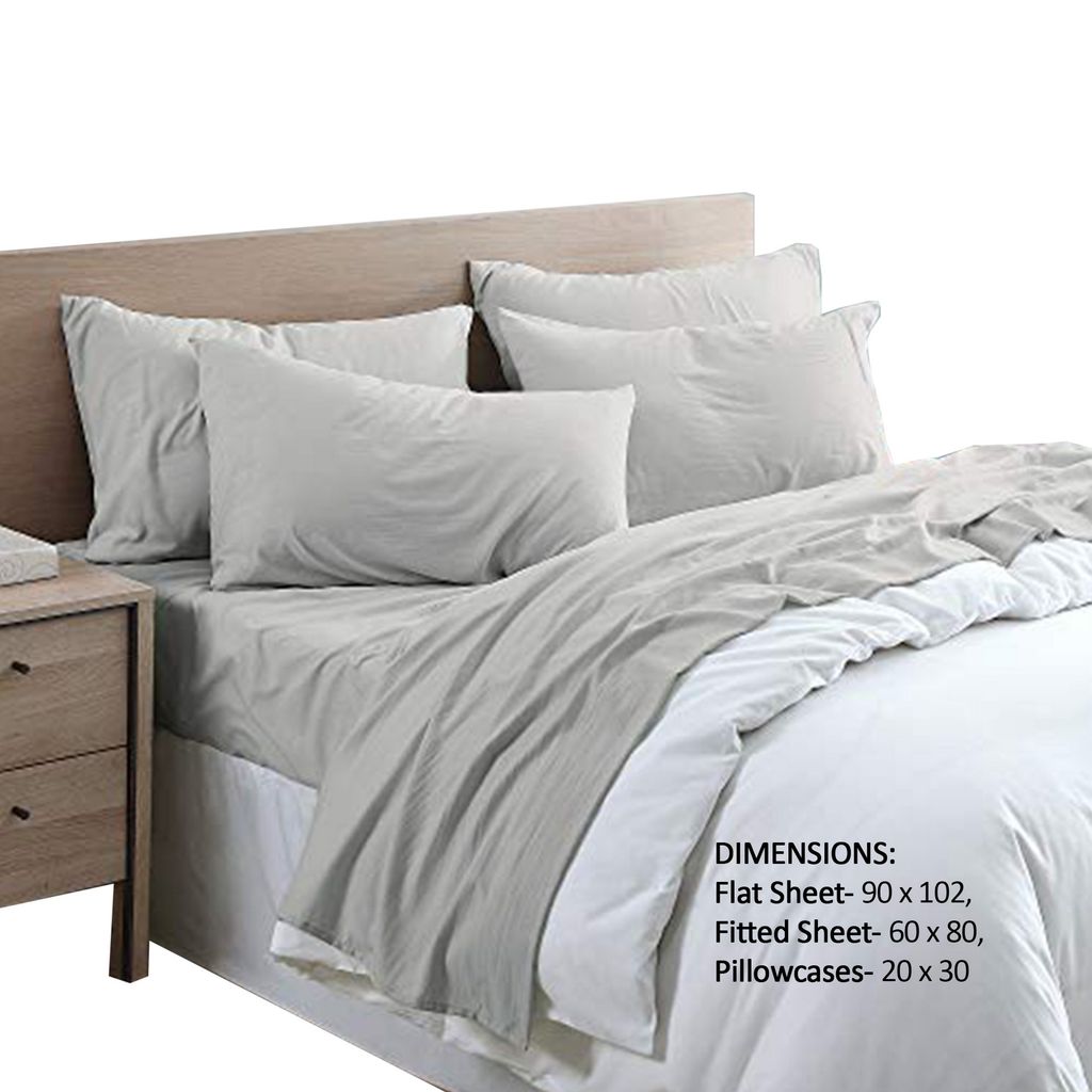 6 Piece Queen Size Microfiber Fabric Sheet Set with Pocket, Gray - View 2