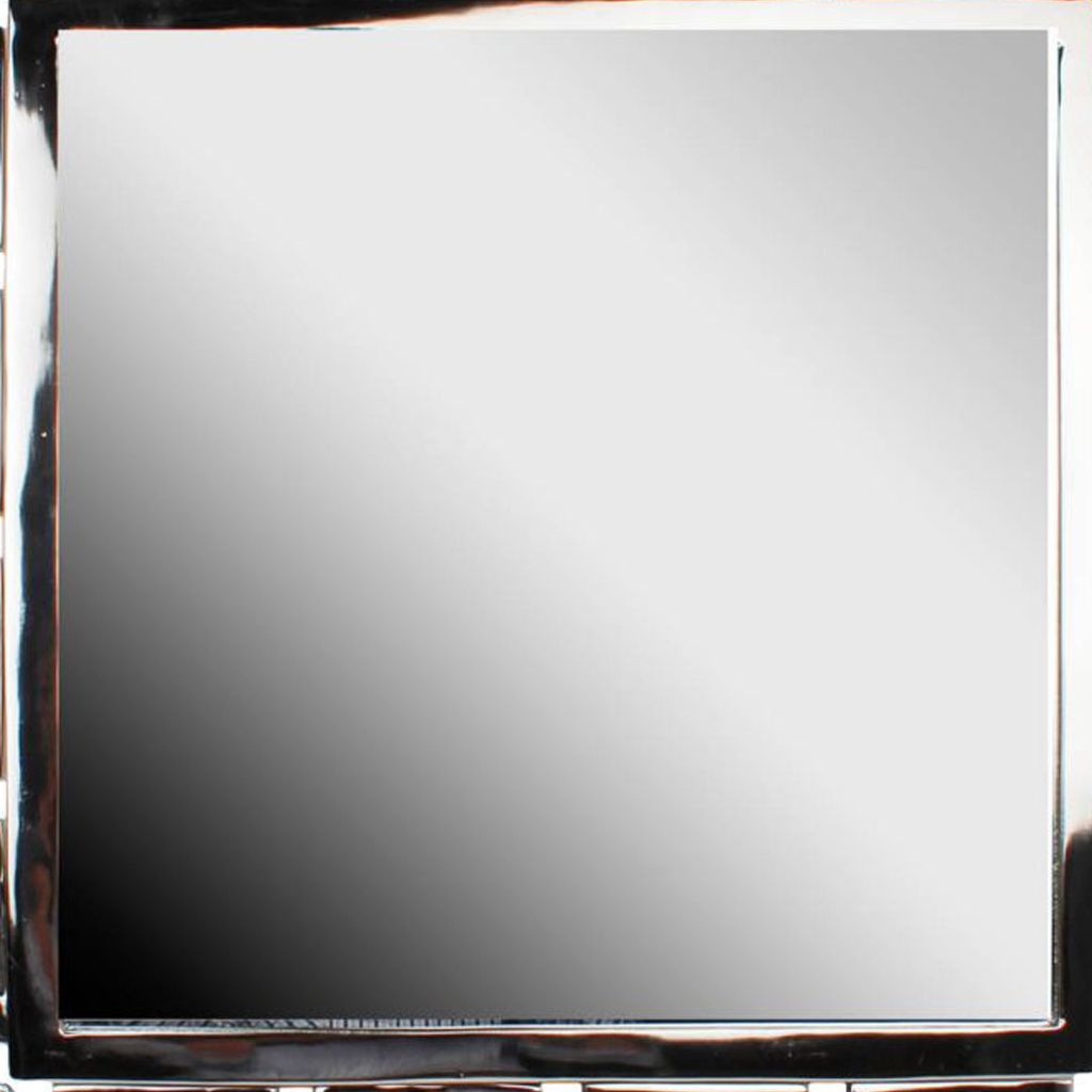 Modern Style Metal Openwork Square Framed Mirror, Silver - View 2