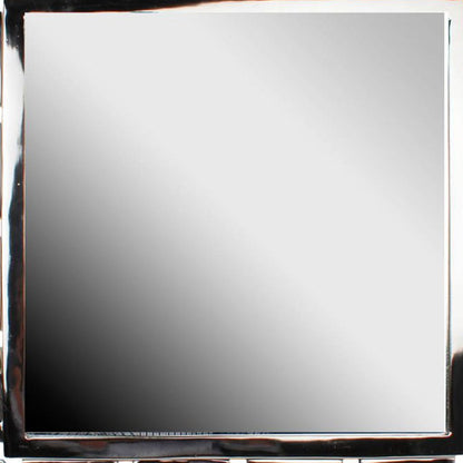Modern Style Metal Openwork Square Framed Mirror, Silver - View 2