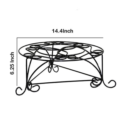 Swirl Mosaic Iron Frame Plant Stand, Glossy Black - View 5