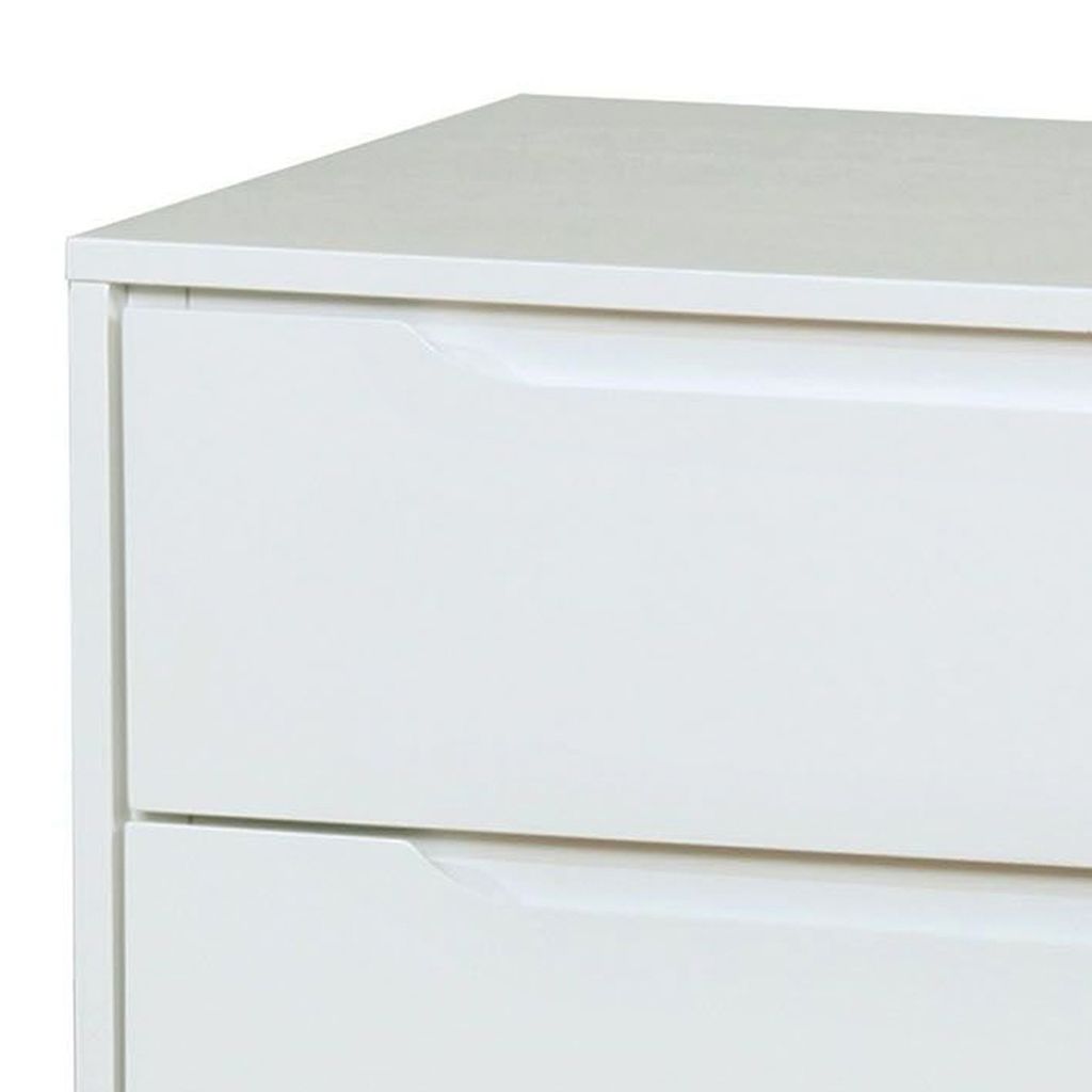 2 Drawer Wooden Nightstand with Recessed Drawer Fronts, White - View 3