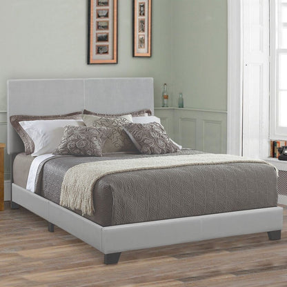 Leather Upholstered Full Size Platform Bed, Gray - View 7