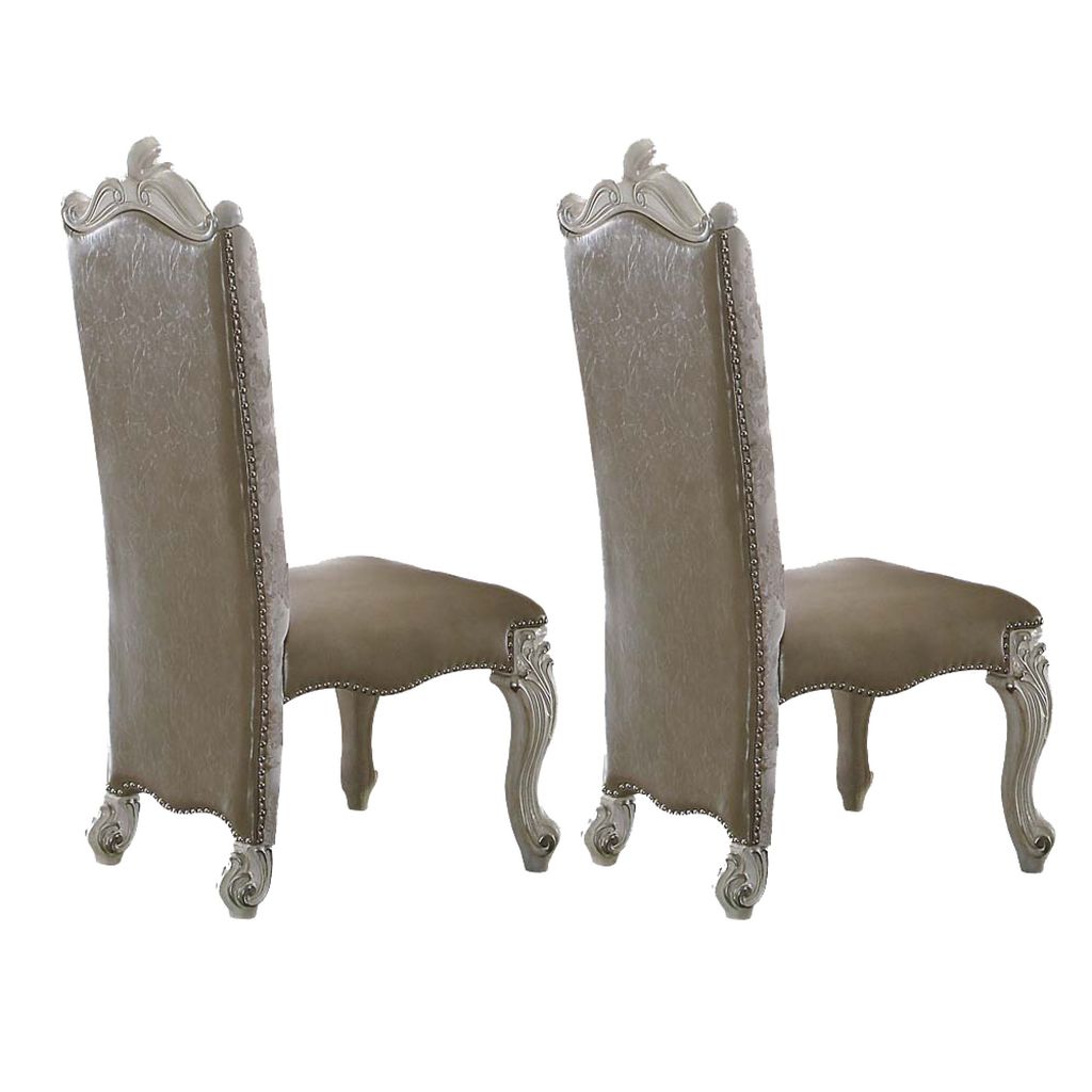 27 Inch Wide Dining Side Chair, Faux Leather, Set of 2, White