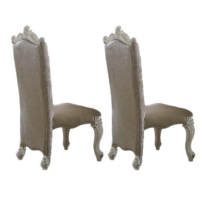 27 Inch Wide Dining Side Chair, Faux Leather, Set of 2, White