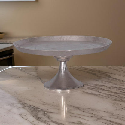 Aluminum Round Footed tray, Silver - View 7