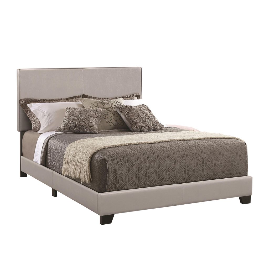 Leather Upholstered Twin Size Platform Bed, Gray - View 7