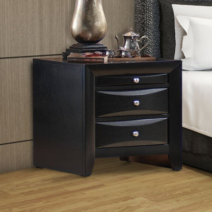 Wooden 2 Drawer Nightstand with tray, Black - View 6