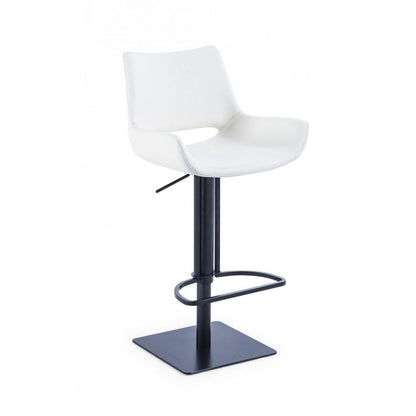 Swivel Faux Leather Bar Stool with Countered Seat, White and Black