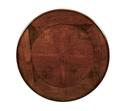 Round Wood and Metal End Table with Scroll Details, Brown - View 2