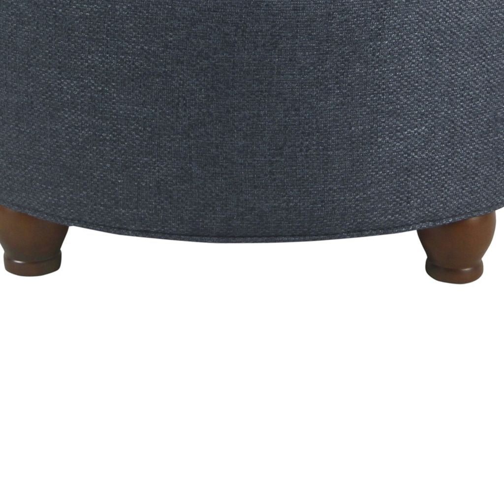 Fabric Upholstered Wooden Ottoman with Tufted Lift Off Lid Storage, Navy Blue - View 5