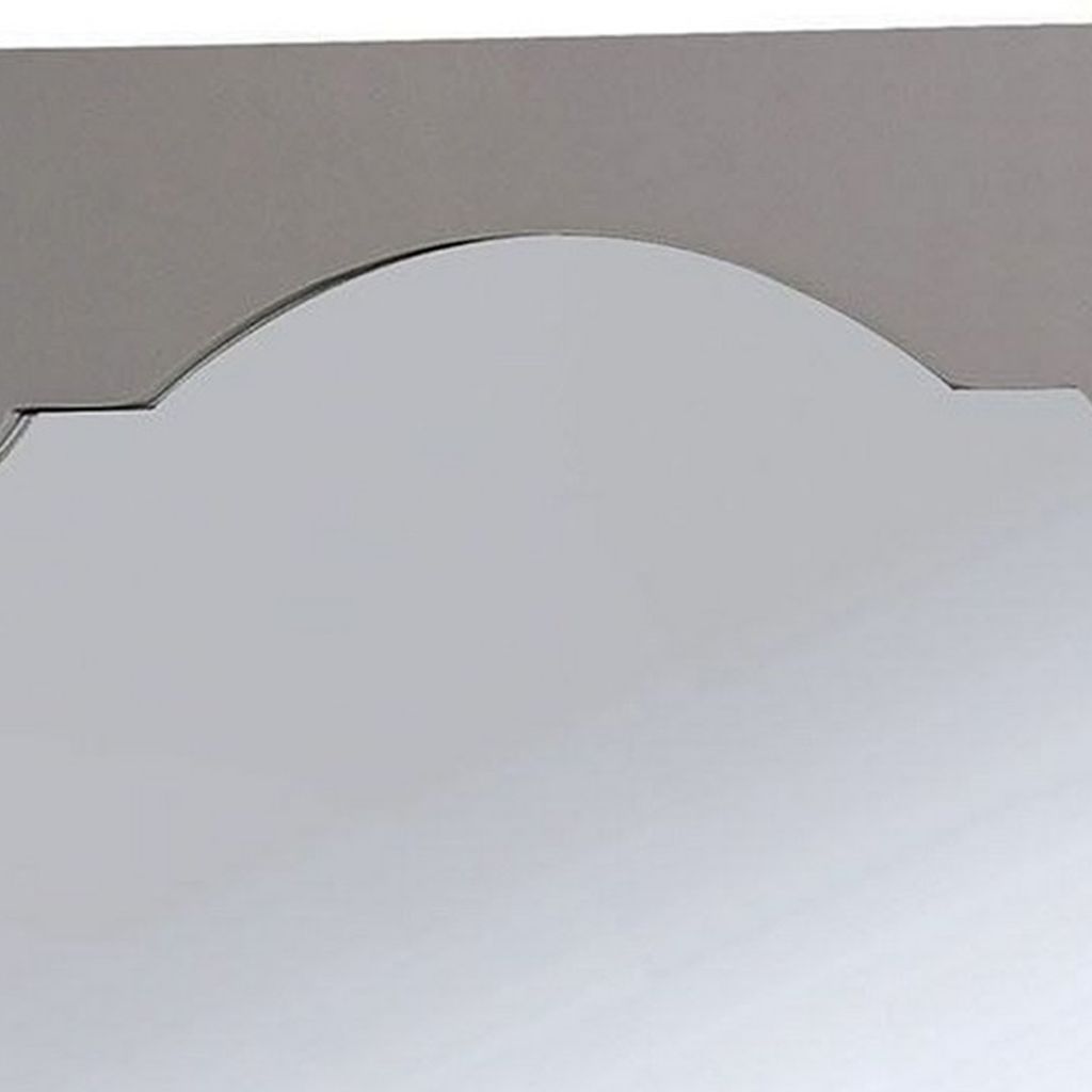 Wooden Encasing Mirror with Arched Design Top, Gray - View 3