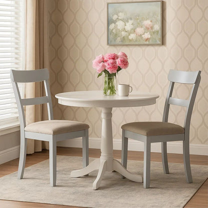 Side Chair with Fabric Seat and Open Back, Set of 2, Beige - View 7