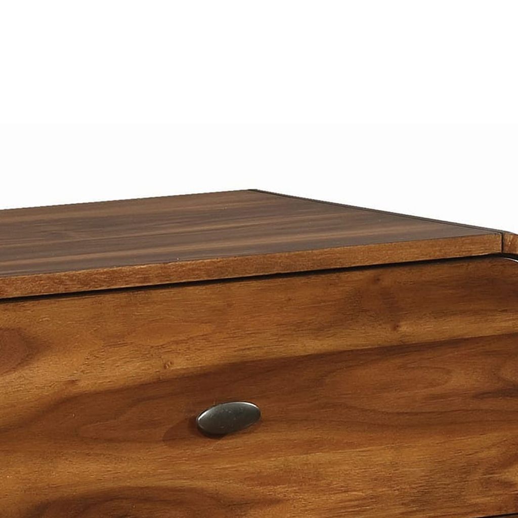 Wooden Nightstand with 2 Drawers, Dark Walnut Brown - View 4