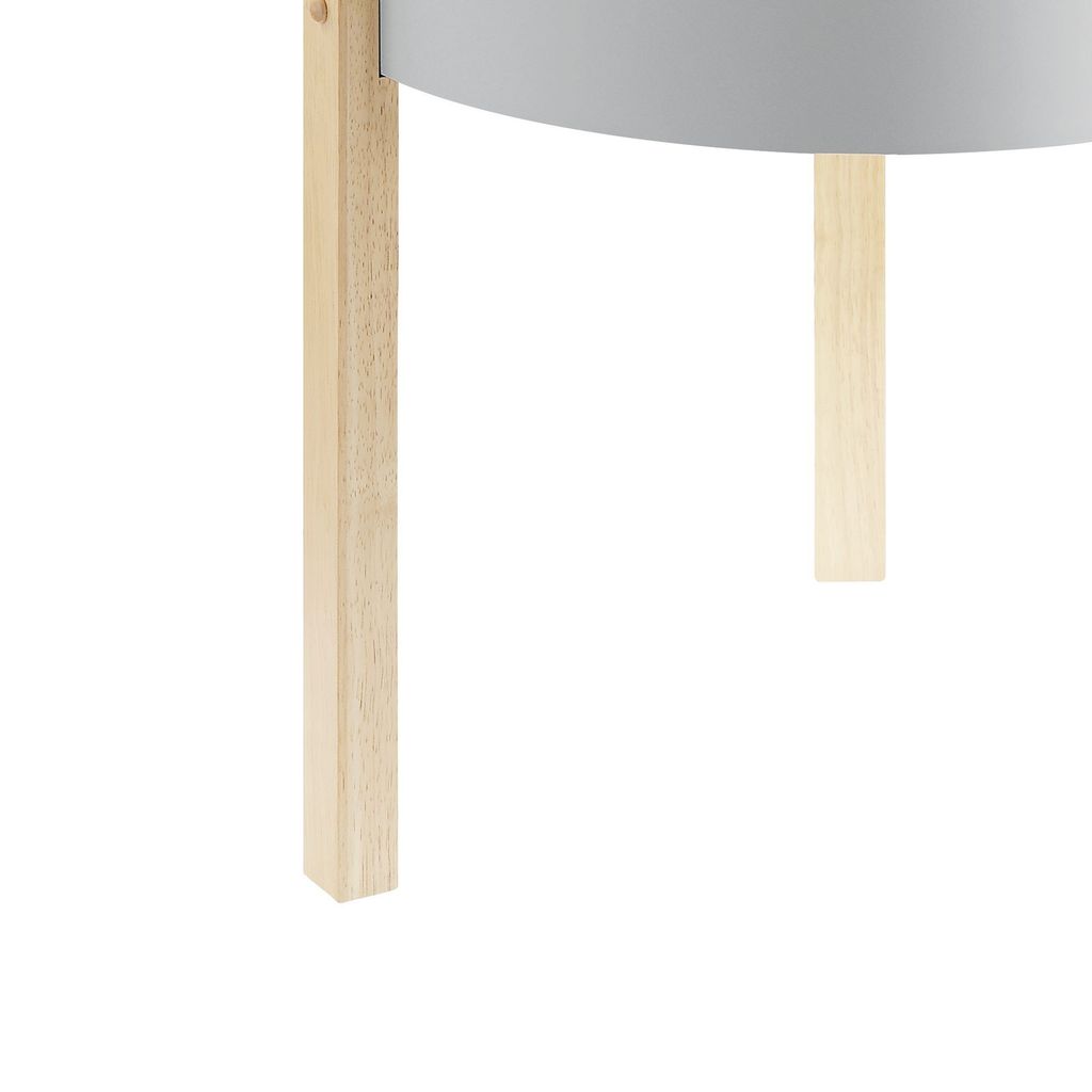 Round Wooden End Table with Hidden Storage, White and Brown - View 4