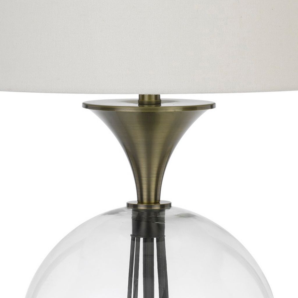 46 Inch Metal And Glass Globe Table Lamp, Dimmer, Brass Finish - View 4