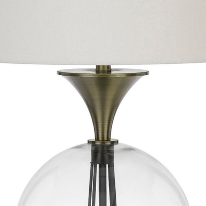 46 Inch Metal And Glass Globe Table Lamp, Dimmer, Brass Finish - View 4
