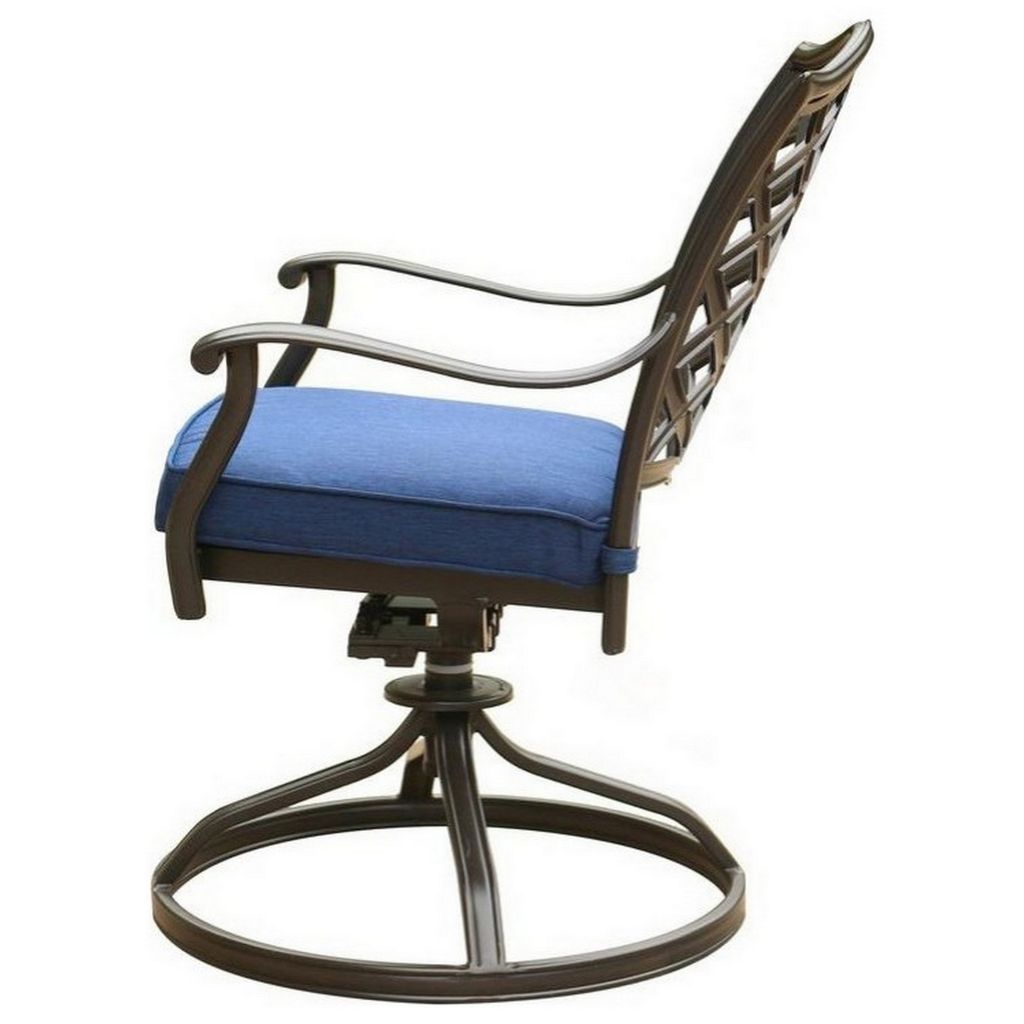 Wynn 25 Inch Modern Patio Dining Swivel Chair with Cushion, Set of 2, Blue - View 6