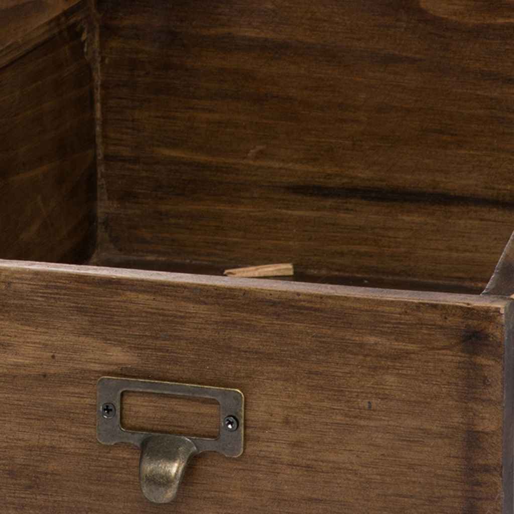 19, 13, 10 Inch Fir Wood Box, Set of 4 with Metal Handles, Antique Brown - View 2