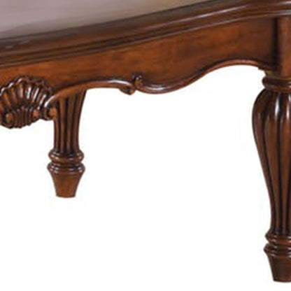 Vintage Rectangular Wooden Coffee Table with Fluted Legs, Cherry Brown - View 4
