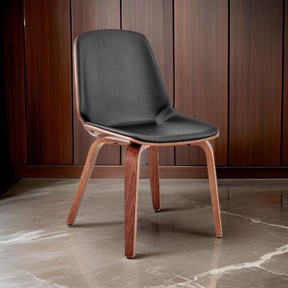 Leatherette Dining Chair with Slightly Curved Seat, Black - View 7