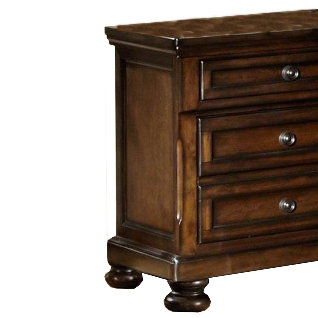 Classic Wooden Night Stand with 2 Drawers Brown - View 4