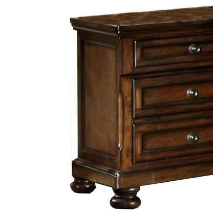 Classic Wooden Night Stand with 2 Drawers Brown - View 4