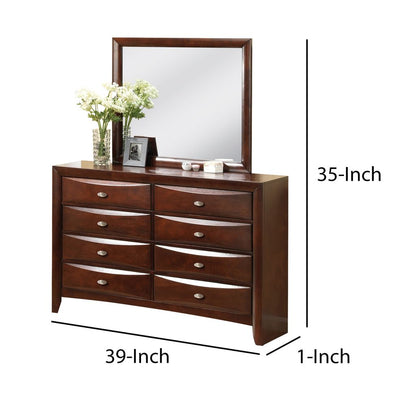 Contemporary Wooden Mirror with Rectangular Shape, Brown and Silver - View 5