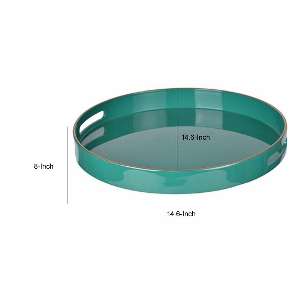 Mimosa Round Tray With Cutout Handles, Green - View 6