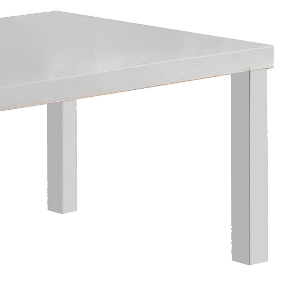 Wood and Metal Frame Coffee Table with Open Shelves, White and Chrome - View 4