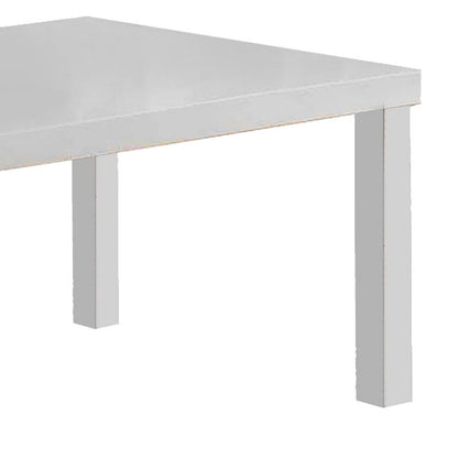 Wood and Metal Frame Coffee Table with Open Shelves, White and Chrome - View 4